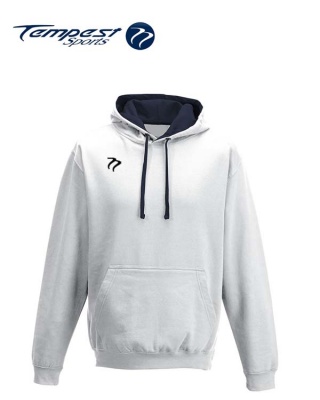 Tempest Lightweight White Navy Hooded Sweatshirt